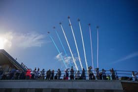 Red Arrows arriving at Airbourne 2023.