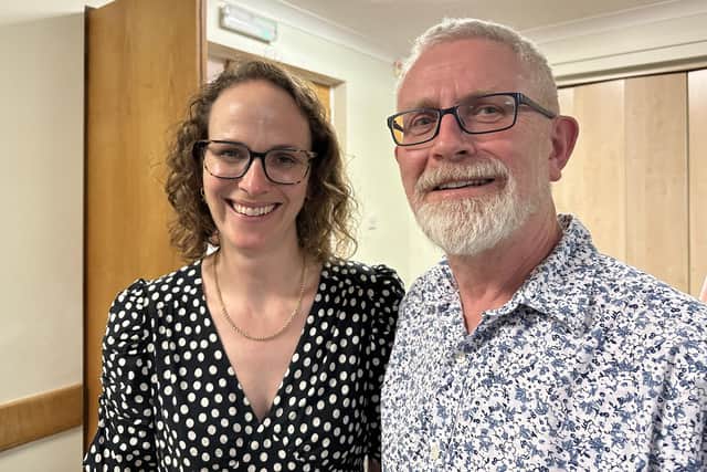 Former Haywards Heath Conservative Town and District councillor Clive Laband with Mid Sussex Liberal Democrats' Parliamentary Candidate Alison Bennett