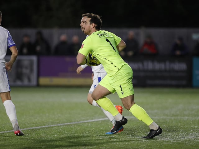 FA Trophy action between Horsham and AFC Totton