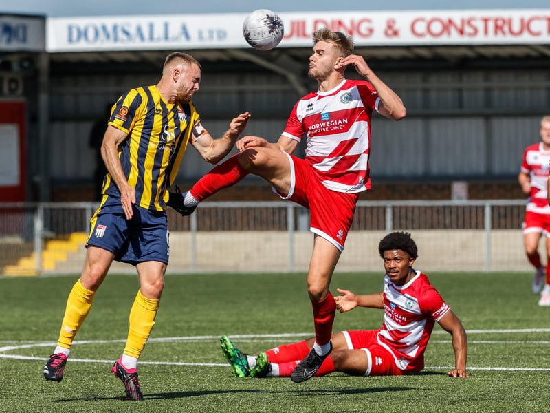 Action from Bath City's 2-1 win at Eastbourne Borough