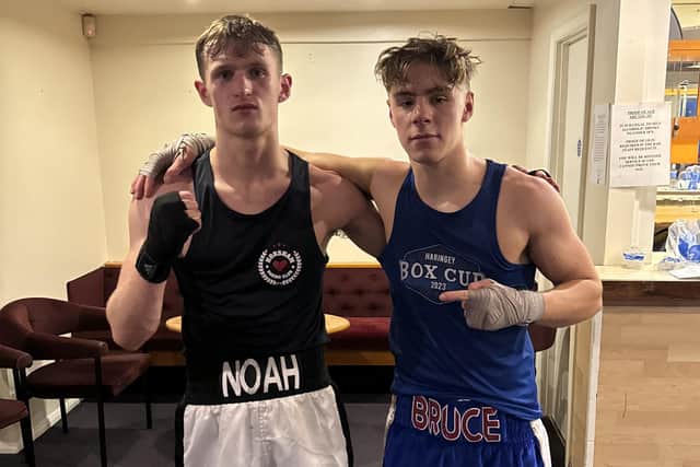Noah Jolly with his opponent Bruce Simpson | Picture via Horsham BC