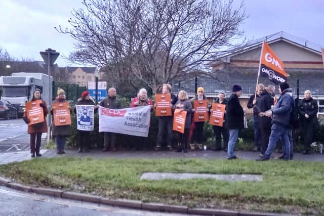NHS staff were joined by members of Worthing Borough Council’s labour group outside the ambulance station in Durrington. Photo: Eddie Mitchell