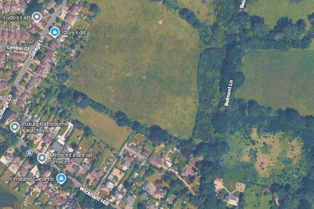 Thakeham has submitted proposals for 100 new homes at College Lane, Hurstpierpoint to Mid Sussex District Council for consideration. DM/26/2433. (Image: Google Maps)