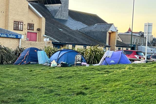 Tents on Bognor Regis seafront
