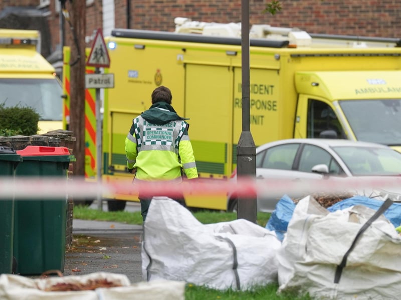 Emergency services in Fletcher Close, Crawley, on Sunday, September 13