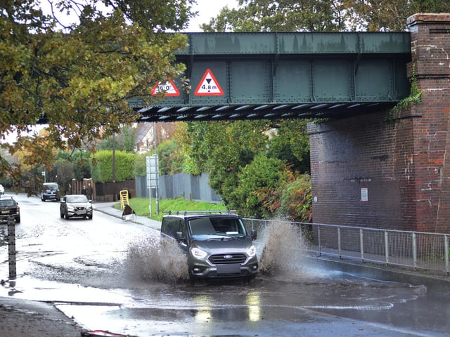 Notorious flood area in Westcourt Drive, Bexhill, on November 9 2023.