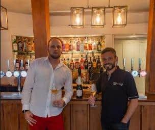 The Bear general manager Ross Stephenson, left, with Luke Smith from Horsham Cellar. Photo contributed