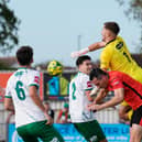 Goalmouth action in the Rocks-Portchester clash | Picture: Lyn Phillips