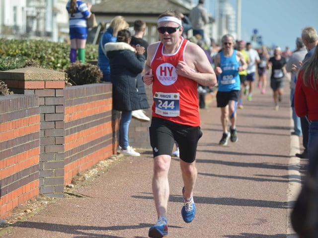 Images from the finish area at the 2026 Hastings Half Marathon