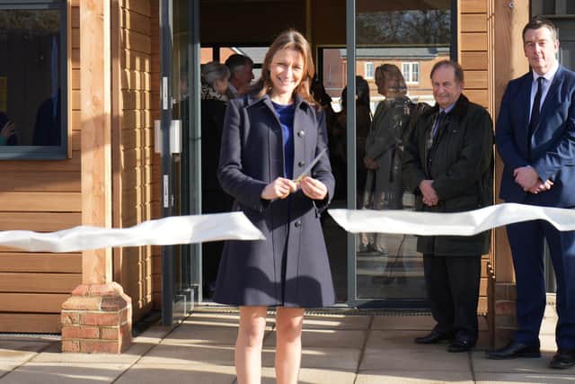 Lucy Frazer officially opening the Chichester Shed, the first youth club to open with new government funding.