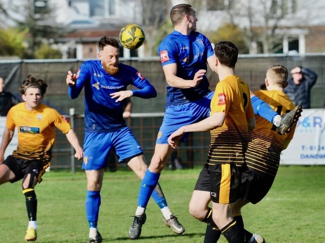 Action from Littlehampton Town's 1-1 draw with Lancing in theIsthmian south east division at The Sportsfield