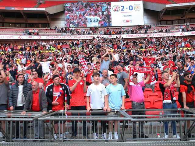 Crawley Town fans flocked to Wembley in their thousands to roar the boys on to glory.