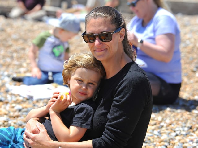 Enjoying the heatwave on Worthing beach. Pic S Robards SR2206152