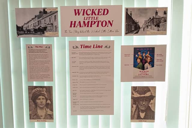 Littlehampton Museum is delighted to open the new micro-exhibition in the reception area, exploring the true story behind the Wicked Little Letters film