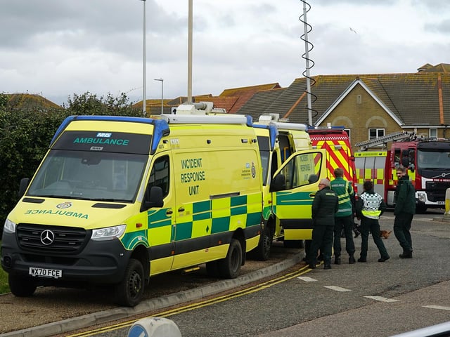 The fire service by the wastewater treatment works in Eastbourne. Picture from Sussex news and pictures