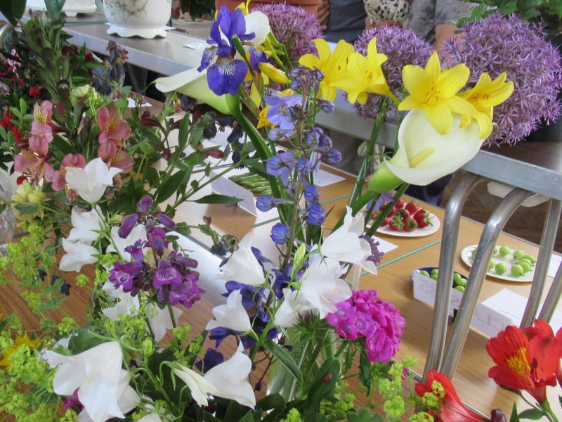 There were delicately-scented sweet peas, vibrant fuchsias and an impressive selection of vegetables and fruit
