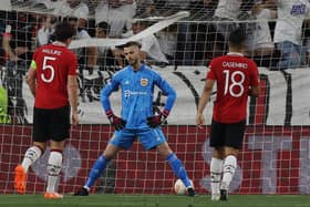 De Gea and his United teammates put in an abject performance last night, as they crashed out of the Europa League in the quarter finals via a 3-0 defeat to Sevilla. (Photo by Matthew Peters/Manchester United via Getty Images)