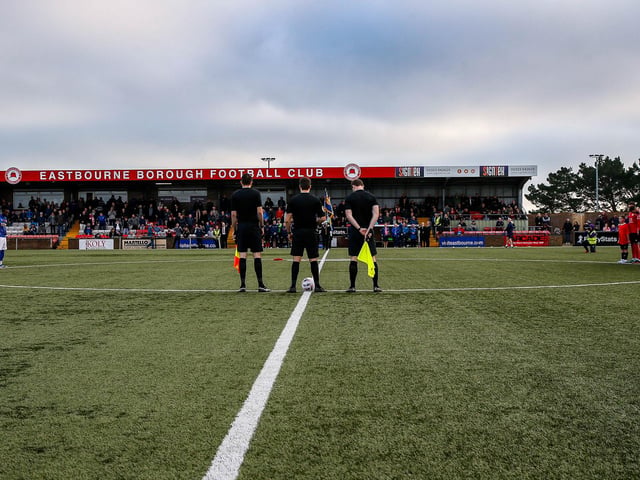 Action from Eastbourne Borough's 1-0 win over St Albans in National League South