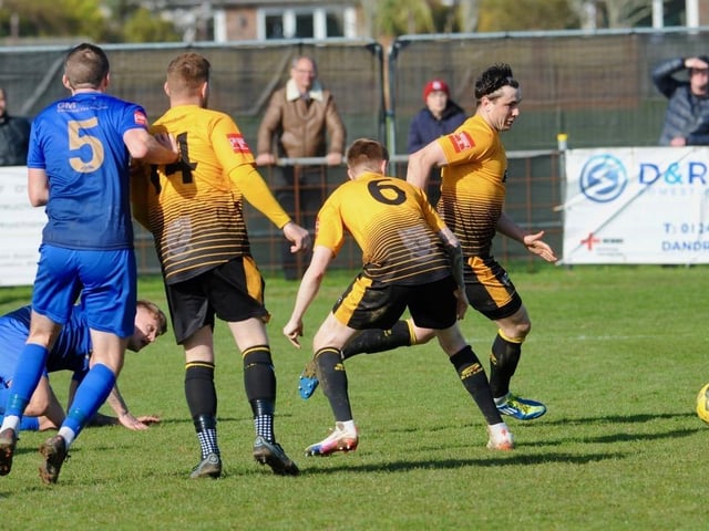 Action from Littlehampton Town's 1-1 draw with Lancing in theIsthmian south east division at The Sportsfield