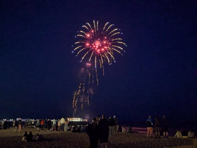 Worthing Lions Festival fireworks were launched from the end of Worthing Pier on July 27, 2024, to a crowd of hundreds on the beach and promenade