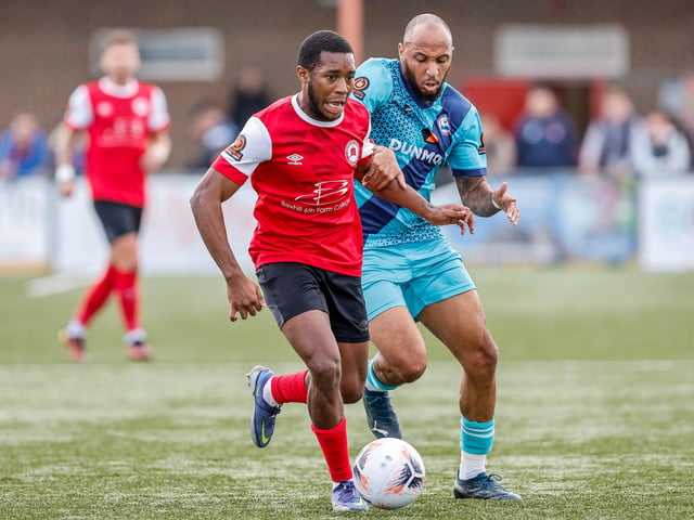 Action from Eastbourne Borough's National League South clash with Braintree at Priory Lane