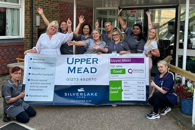Staff at Upper Mead care home in Henfield are celebrating after the home was rated 'Good' by the Care Quality Commission following an inspection. Photo contributed