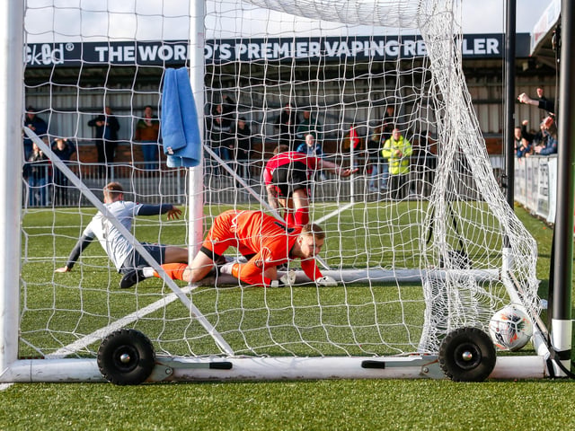 Action from Eastbourne Borough's 2-0 Ntional League South win against Slough Town at Priory Lane