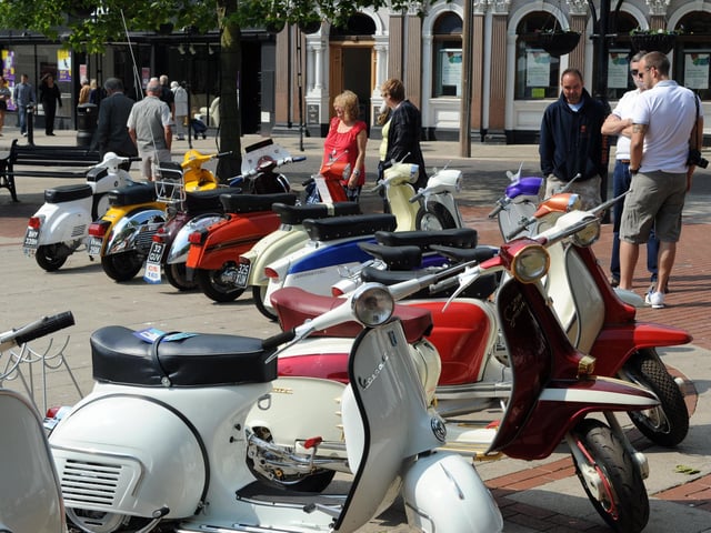 The scooter display in South Street Square, Worthing