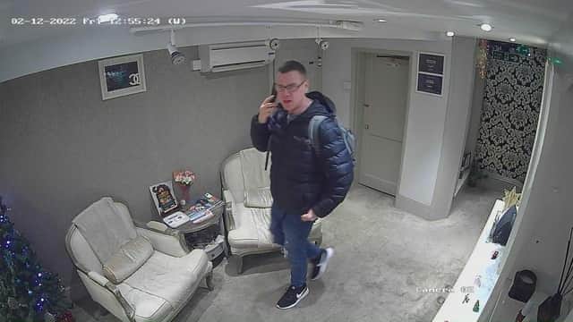 Police are hunting a man after cash and a wallet were stolen from the Chichester salon. Pic supplied