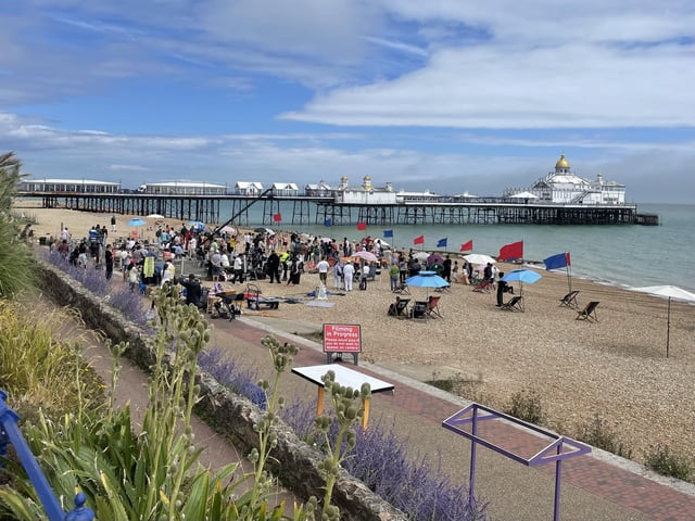 Filming on the seafront
