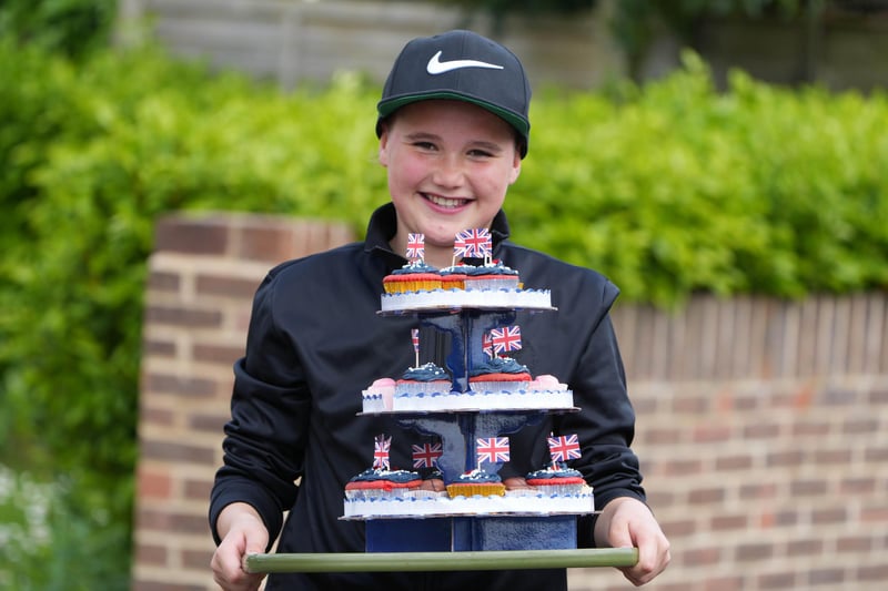 Alfie Sparks, 11, with his cakes he made for the Coronation street party in Lavington Road, Worthing
