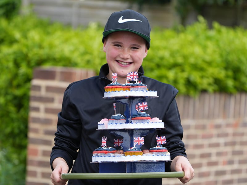 Alfie Sparks, 11, with his cakes he made for the Coronation street party in Lavington Road, Worthing