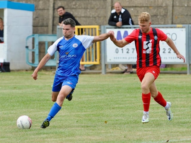 Action from a pre-season friendly between Shoreham and Worthing United at Middle Road