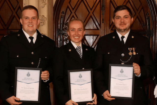 Three Bognor Regis-based police constables have received Divisional Commendations for their work to tackle two teenage suspects involved in an affray. Photo: Sussex Police.