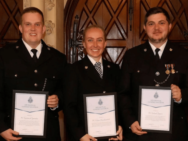 Three Bognor Regis-based police constables have received Divisional Commendations for their work to tackle two teenage suspects involved in an affray. Photo: Sussex Police.