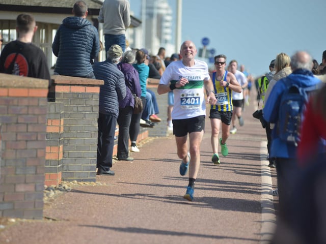 Images from the finish area at the 2026 Hastings Half Marathon