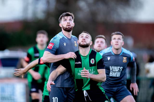 Action from Three Bridges' home clash with Burgess Hill Town in the Isthmian south east division
