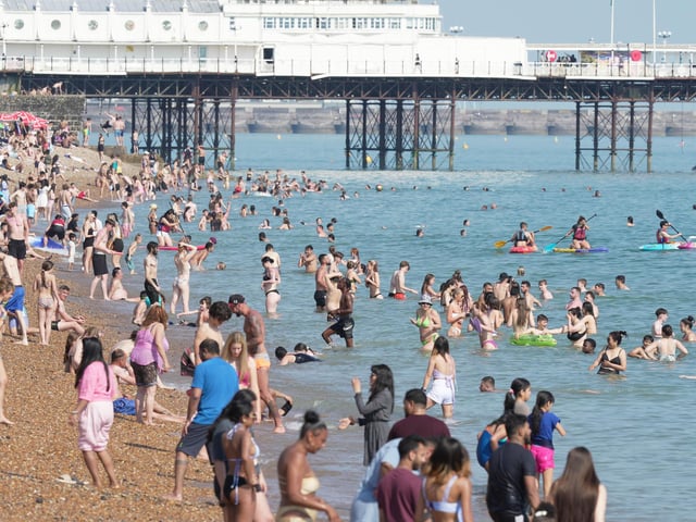 Brighton beach on June 25, 2024 during the heatwave. Picture: Eddie Mitchell