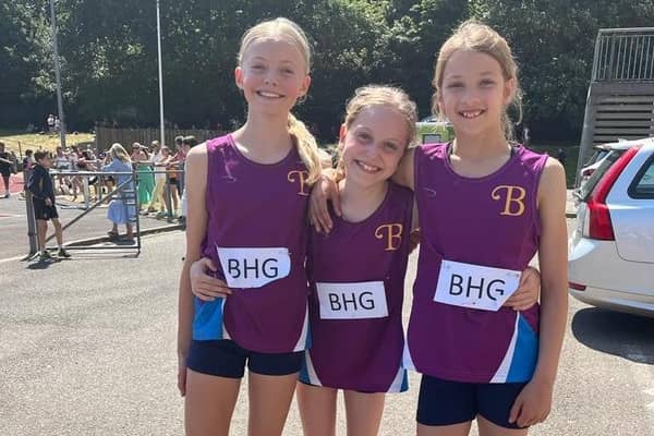Evie Grobel (left) with other Prep School athletes at Burgess Hill Girls | Contributed picture