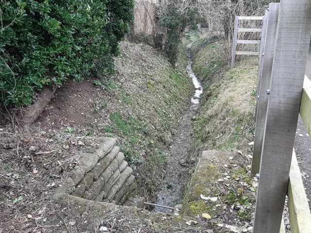 Follow the waterway for a short distance and then follow the road