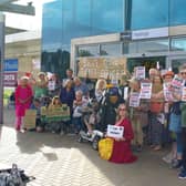 Protestors outside Hastings railway station. Picture: Contributed