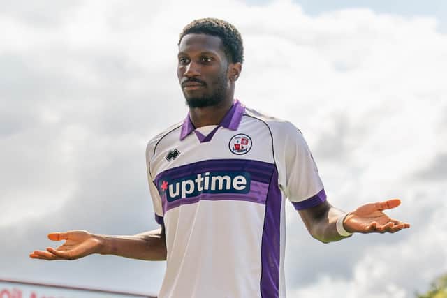 Pemi Aderoju opened the scoring for Crawley Town at Rochdale. Picture courtesy of Crawley Town FC