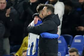 Roberto De Zerbi joked Jack Hinshelwood is Pascal Gross' son as he can play in ‘every position’ after his matchwinner for Brighton against Brentford. (Photo by Steve Bardens/Getty Images)
