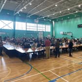 Election count at The Bridge Leisure Centre (photo courtesy of HDC)