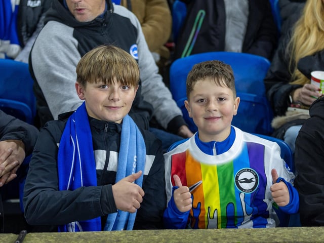 Action and crowd shots from Brighton and Hove Albion's Europa League clash with Marseille at the American Express Stadium.