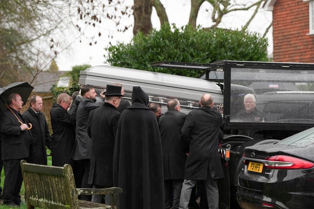 Hundreds of mourners attended the funeral at St Mary's Church in Horsham.