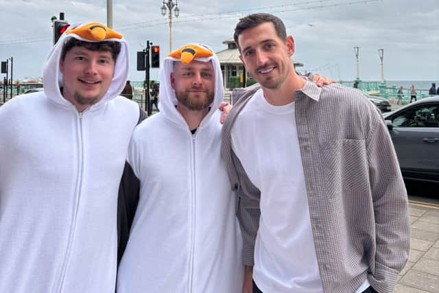 Lewis Dunk swapped top flight football for a night of Premier League darts this week – but still found himself the centre of attention among Brighton and Hove Albion supporters. Photo: Ben Miller