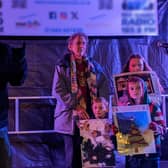 The winners of the Mayor’s Christmas Card Competition, Leonardo (5), Ayrton (7), and Evie (12) joined Mayor Janice Henwood and Jack the Lad from More Radio on the stage for the light switch on