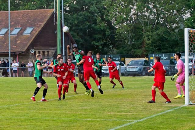 Hassocks in pre-season action v Newhaven | Picture: Chris Neal