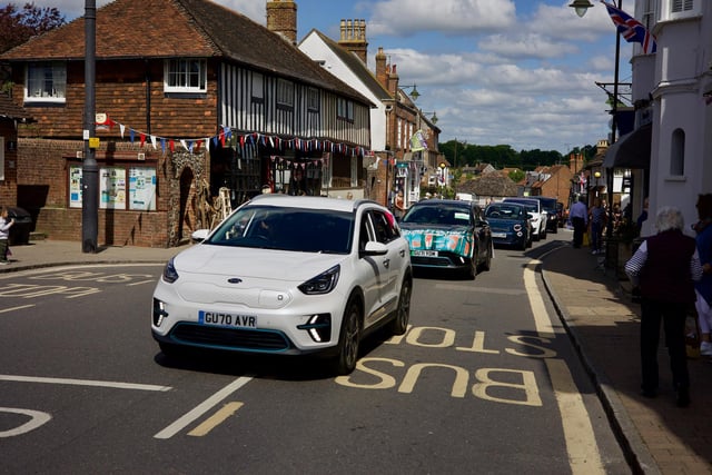 Electric cars on parade in Steyning High Street